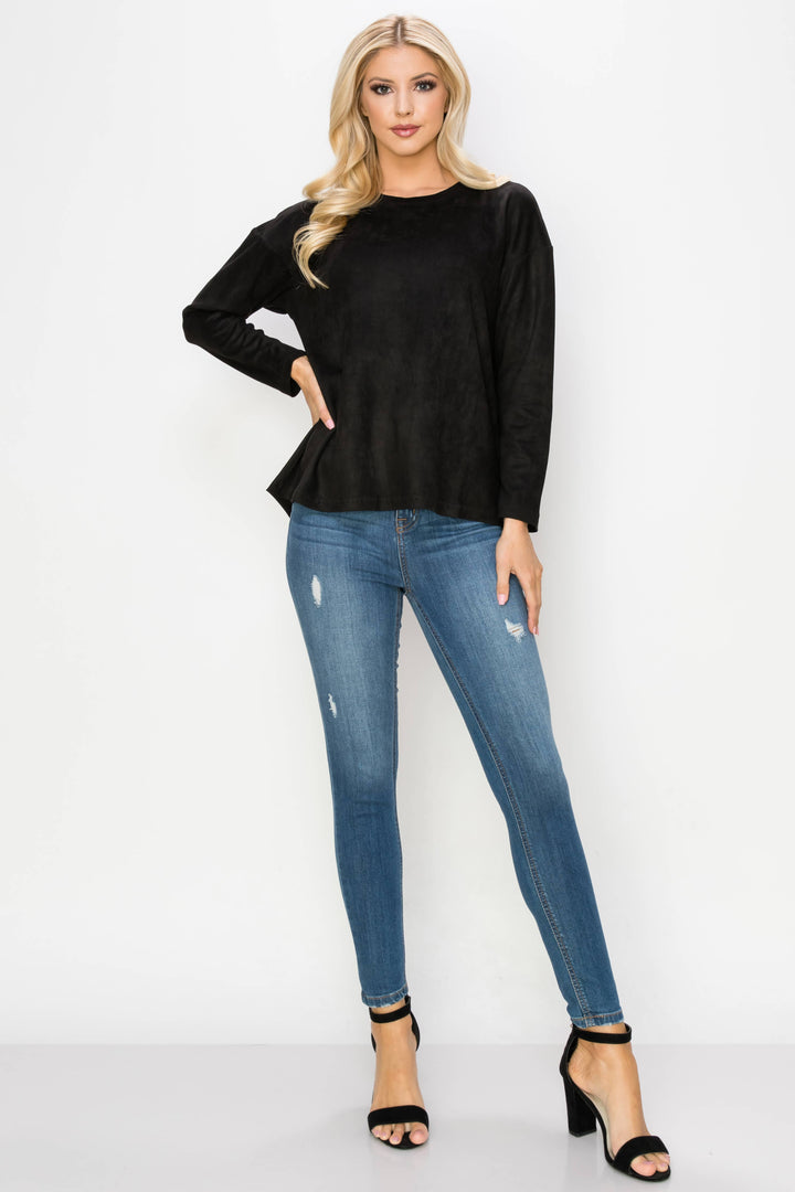 Adi Stretch Suede Top: UMBER / S / A5418