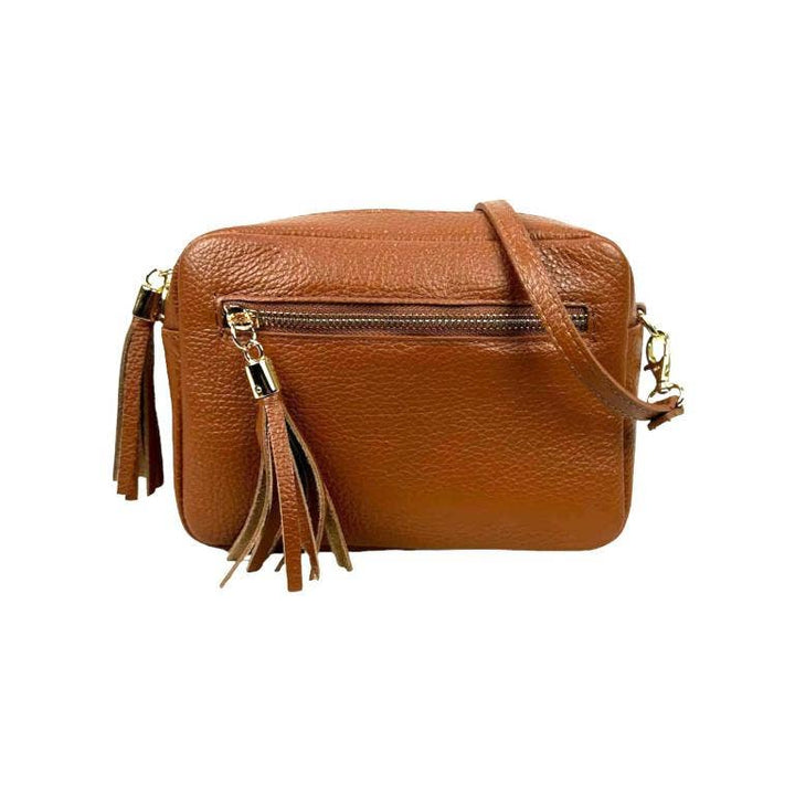 Leather shoulder bag with fringe: Grass Green