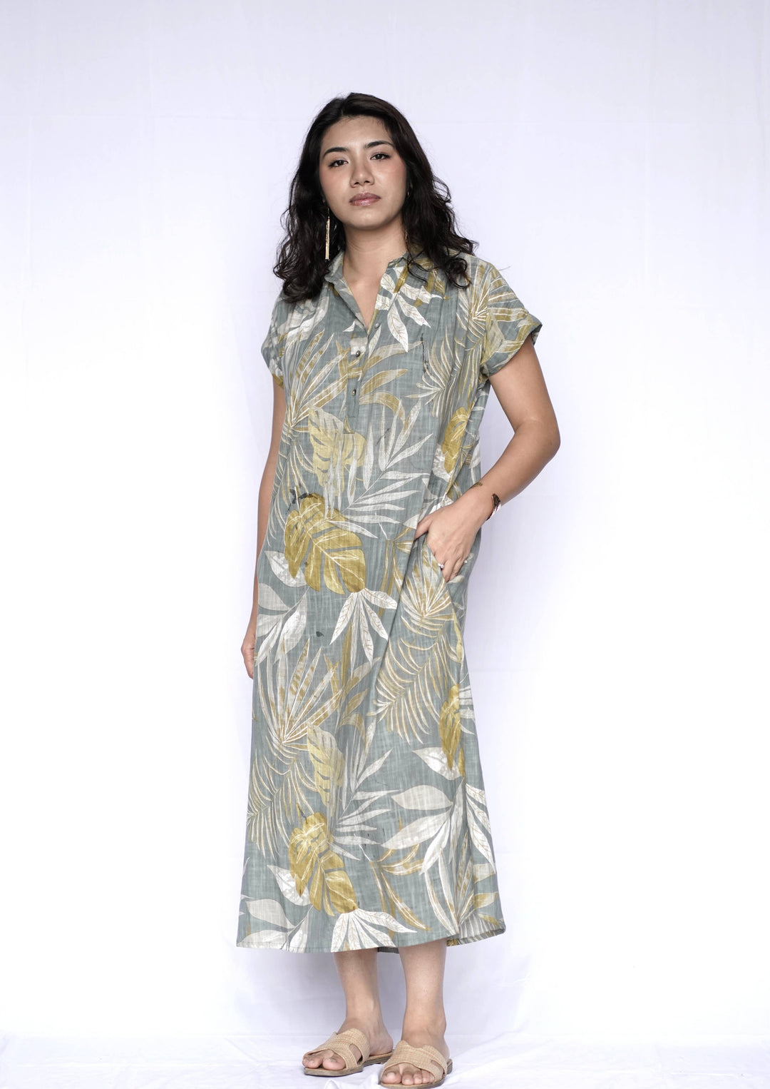 Aya Geo Dress: Mustard / L