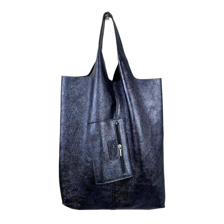 Women's Leather Square Bag: Silver