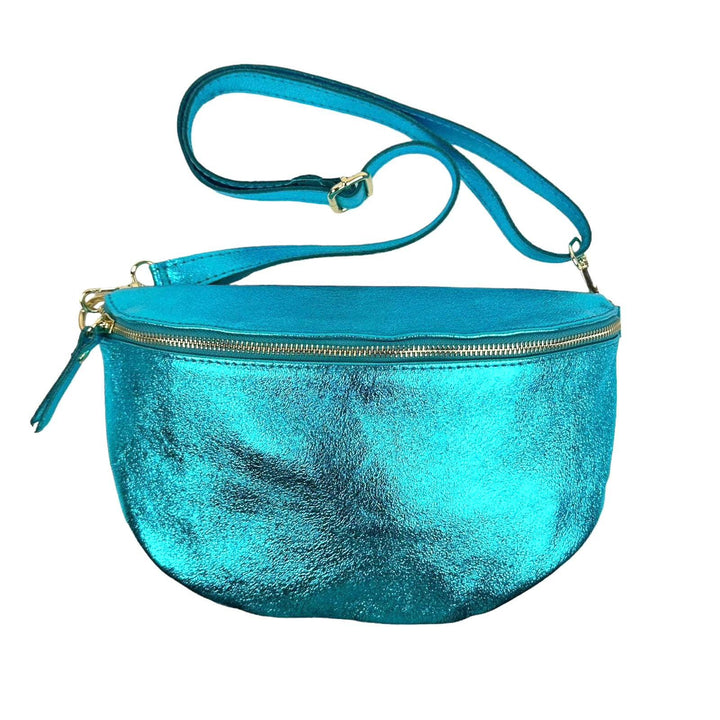 Large Metallic Italian Leather Waist Bag : Rose Gold