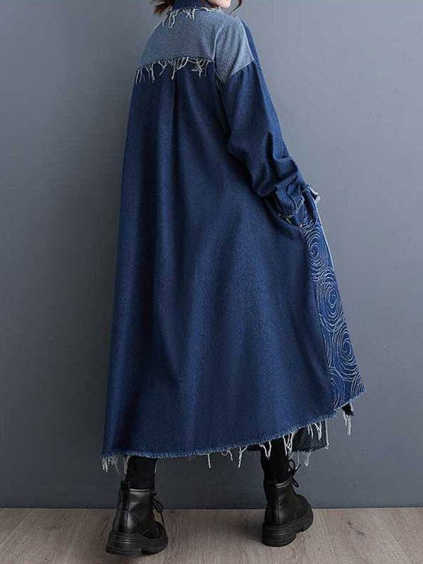 Asymmetric Button Duster: BLUE / O/S