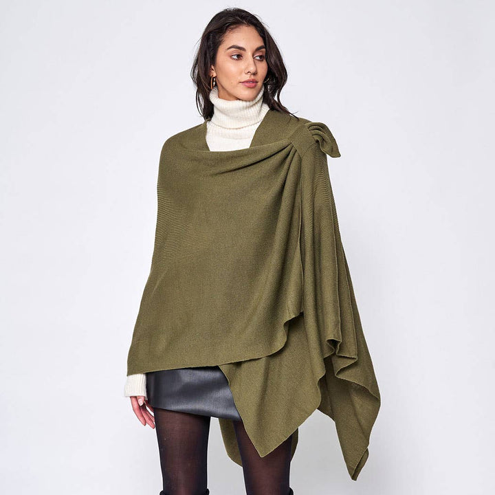Ruana with Shoulder Strap: GRY