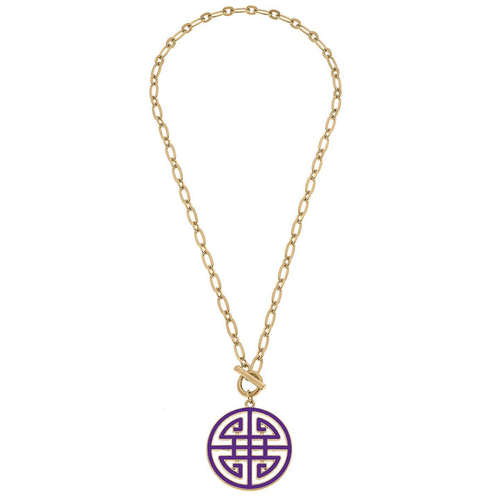 Tara Game Day Greek Keys Enamel Pendant Necklace: Blue