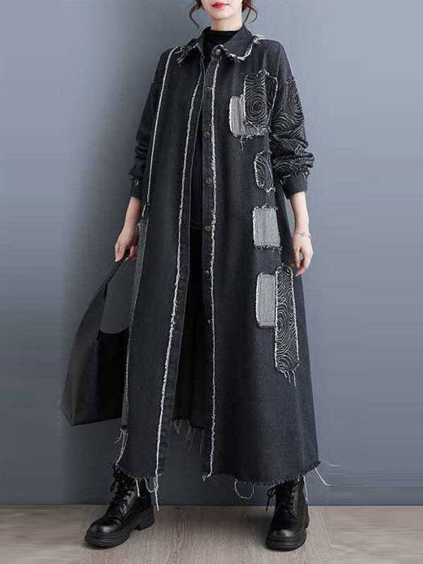 Asymmetric Buttoned Duster: BLK