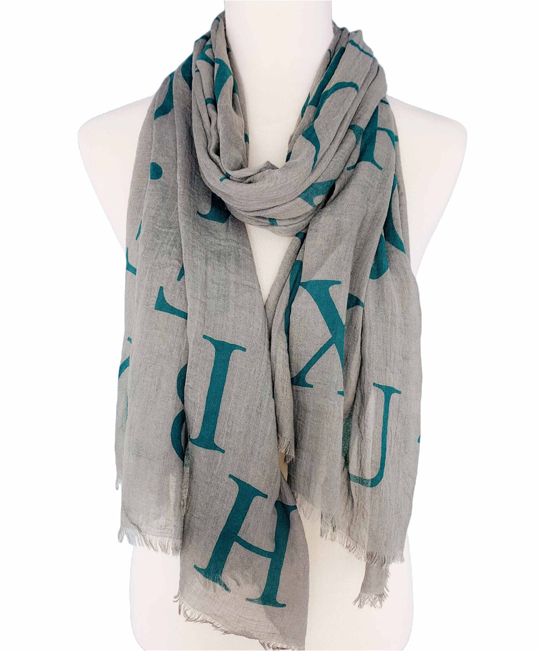 Alphabet Prints Scarf: Aqua