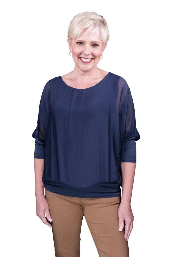 Silk Banded Blouse (BQ206):Black