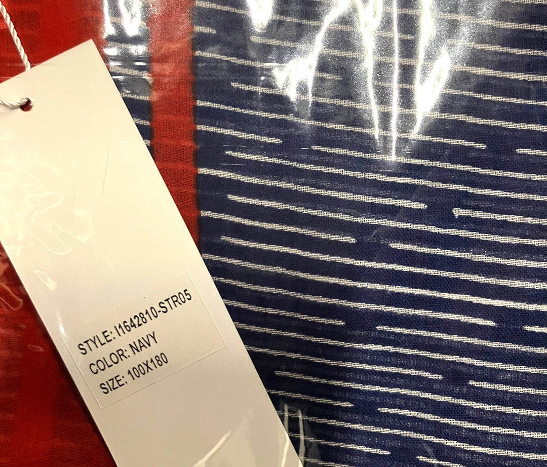 Tassel Cotton Scarf Navy