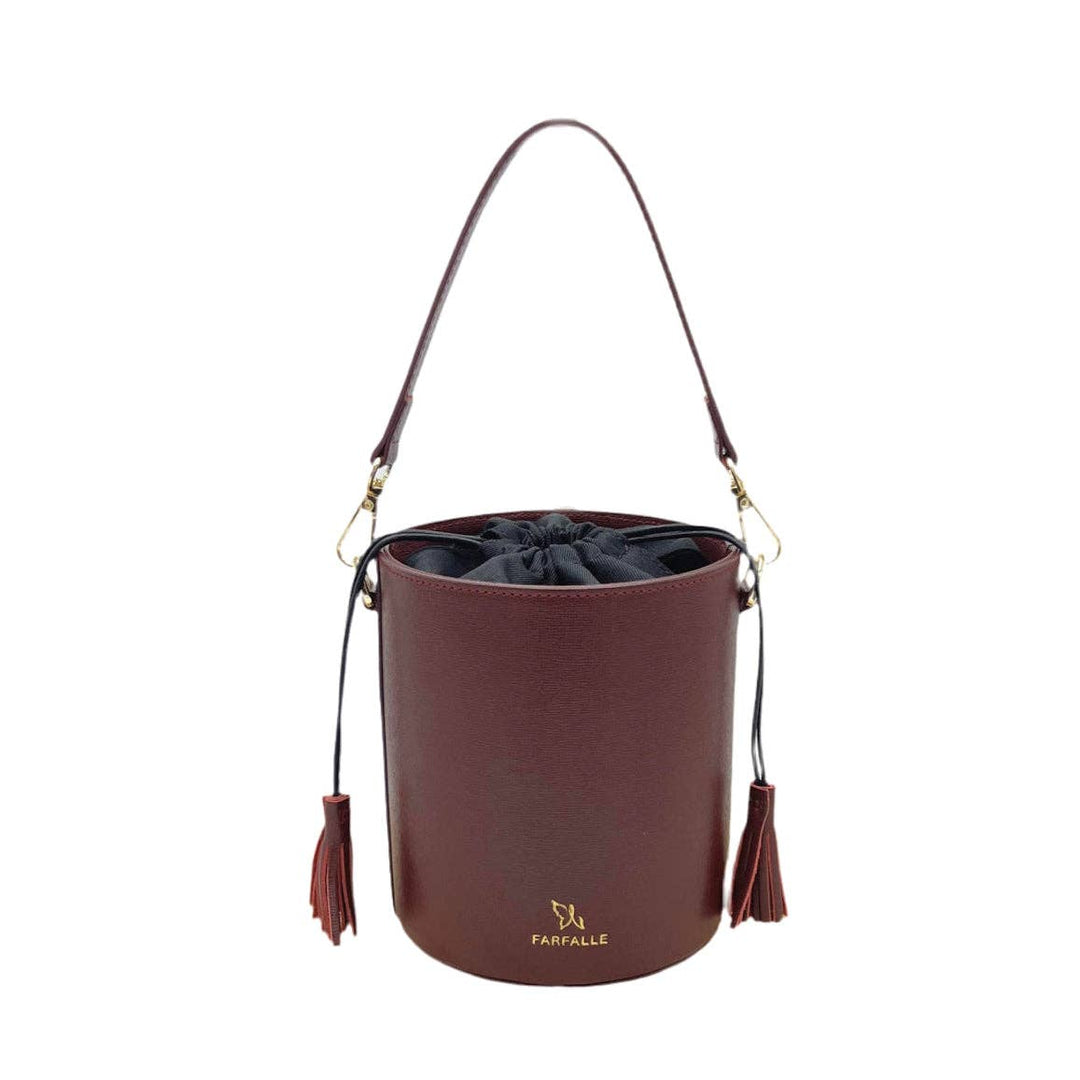 leather bucket bag, Made in Italy,112613: Red