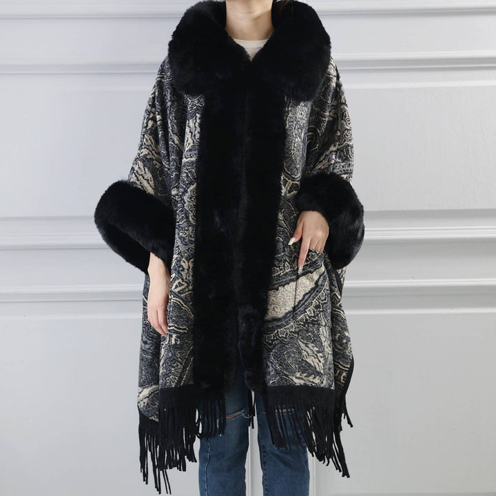 PEACH ACCESSORIES - PE361 Paisley print cape: Beige