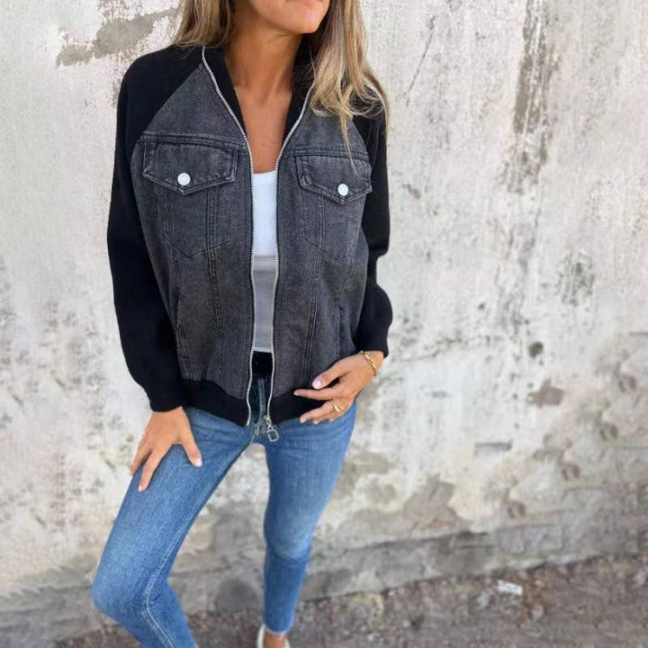 Zip up denim JKT: Grey / M