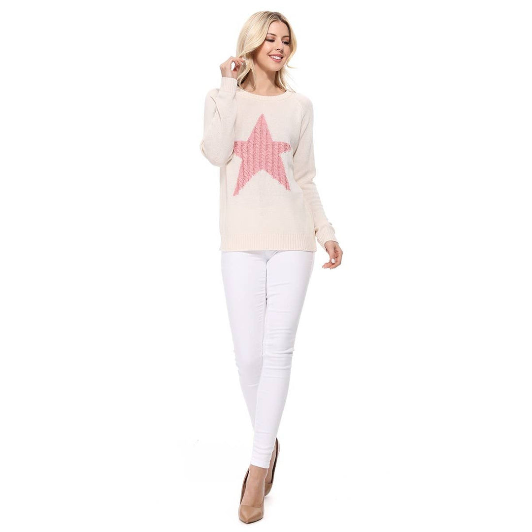 Star Sweater MK3506STAR: OATMEAL/BLACK / L