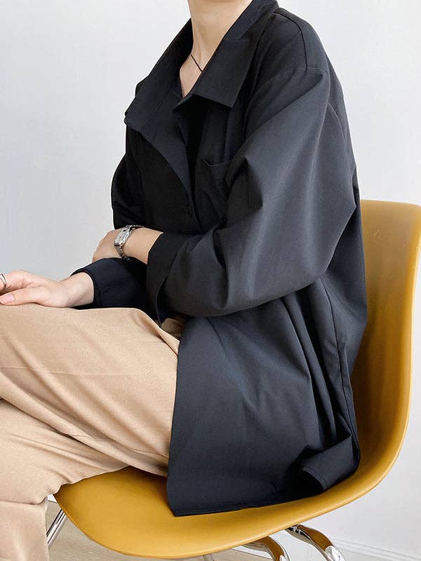 Buttoned Back Blouses: BLACK / L