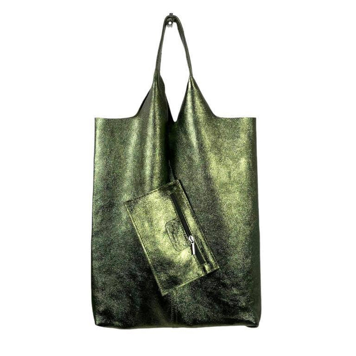 Women's Leather Square Bag: Silver