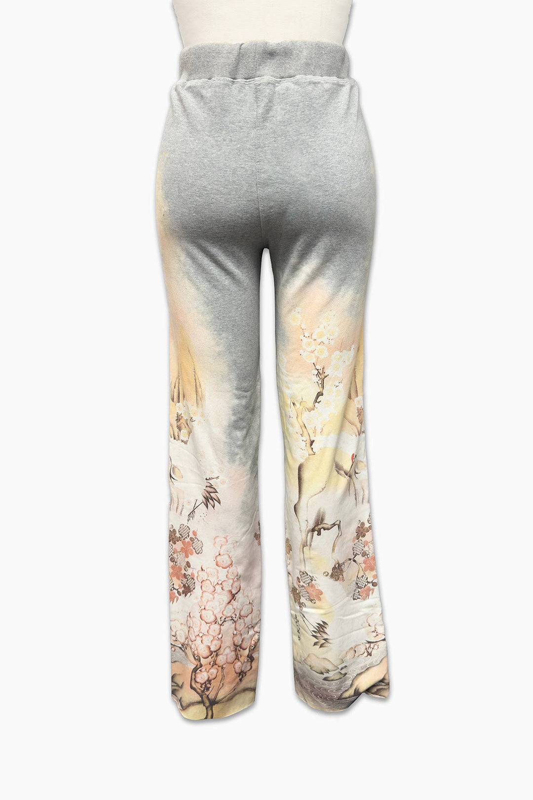 Crane Print Lounge Pant: Gray / L