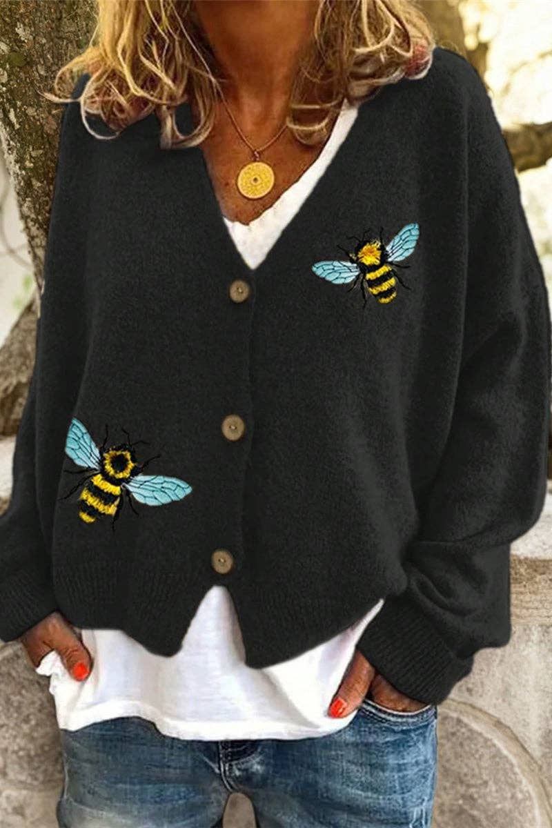 Bee Cardigan: BLACK / XL