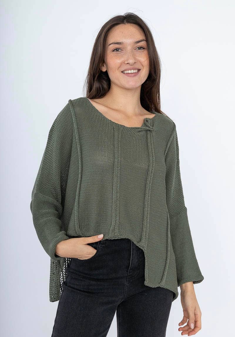 61113 100% COTTON SWEATER: White