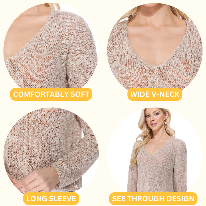 V-Neck Crop Pullover : BLK / M