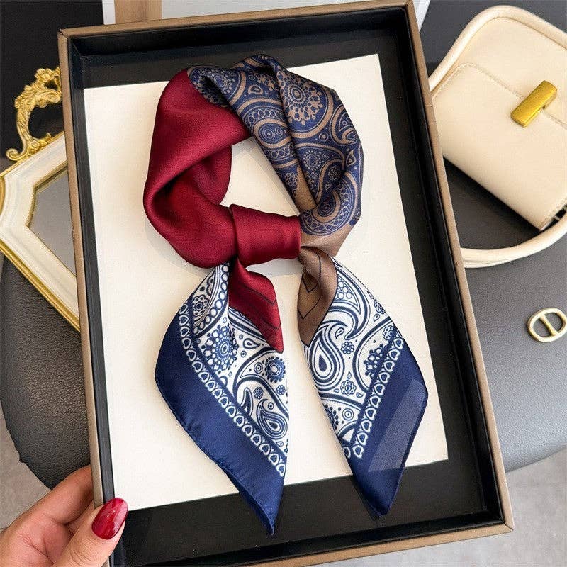 Sheer Trend - Fashion Print Square Scarf: MING BLUE