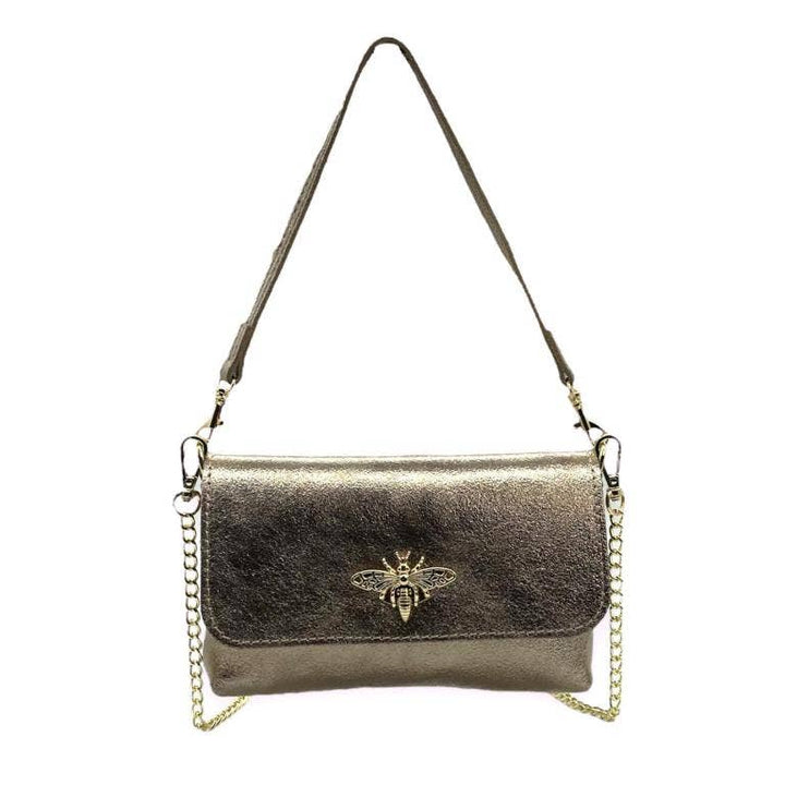 Leather Bag with Bee: Black