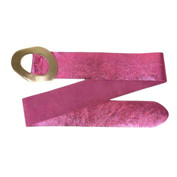Metallic Leather Suede Belt buckle: Gold