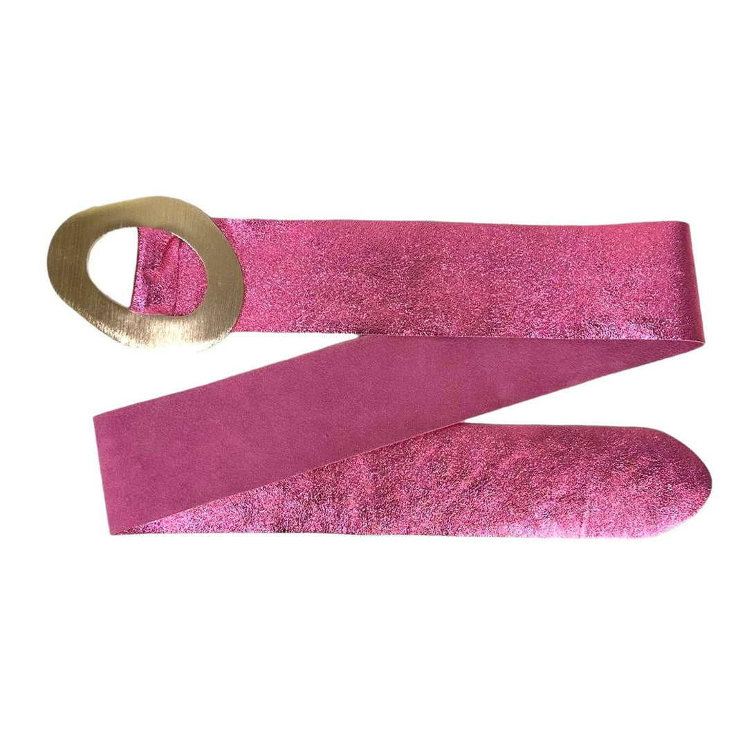 Metallic Leather Suede Belt buckle: Red