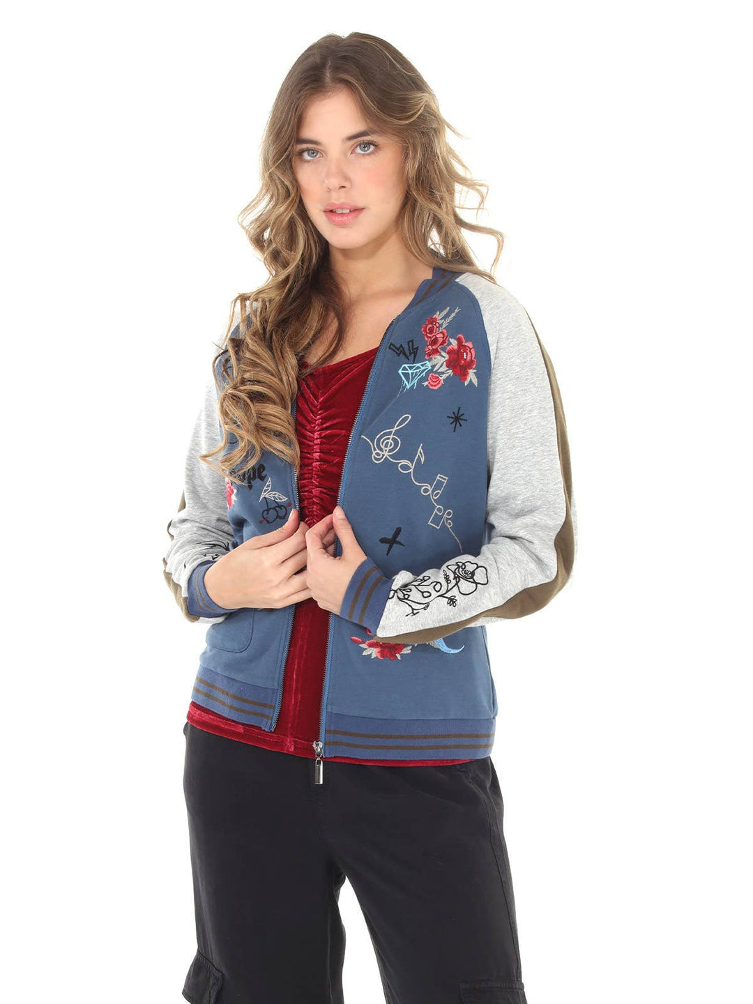4512-MAJ  French Terry Baseball Jkt: Blue/ XL