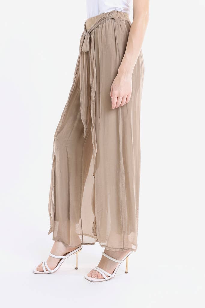 Wrap Front Silk Pant (PL214):Black