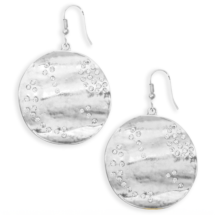 Wavy disc dangle earrings: SILVER