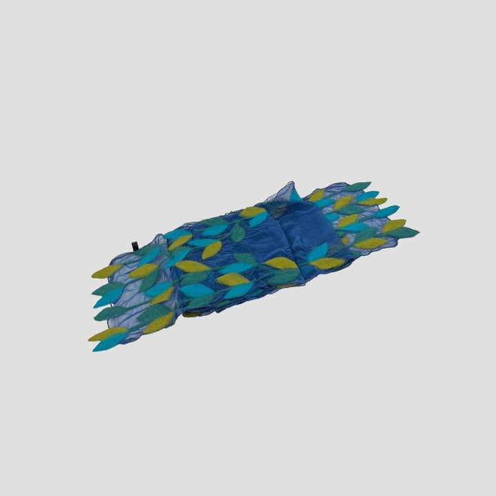 Leaf Merino Wool Handmade Felt Scarf: Tur-Green