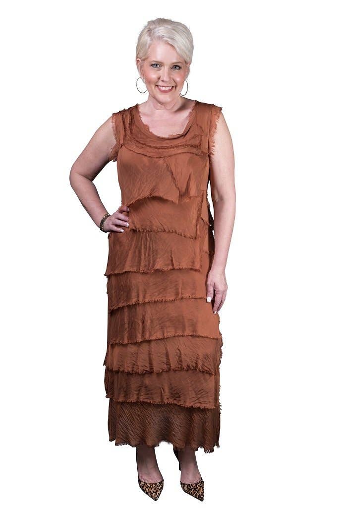 Aleena Silk Maxi Ruffle Dress (DT215):Black