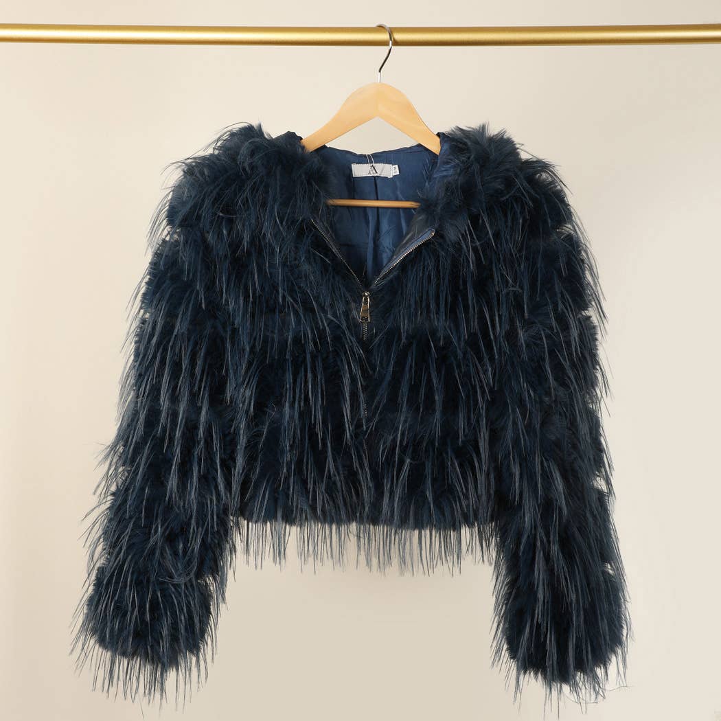 Faux Fur  ZIP JKT: Taupe / S/M