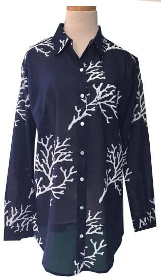 Navy Coral  Shirt: L