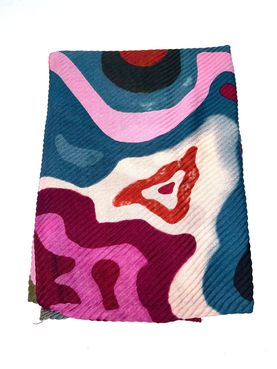 HH-239 abstract pleated scarf: Blue