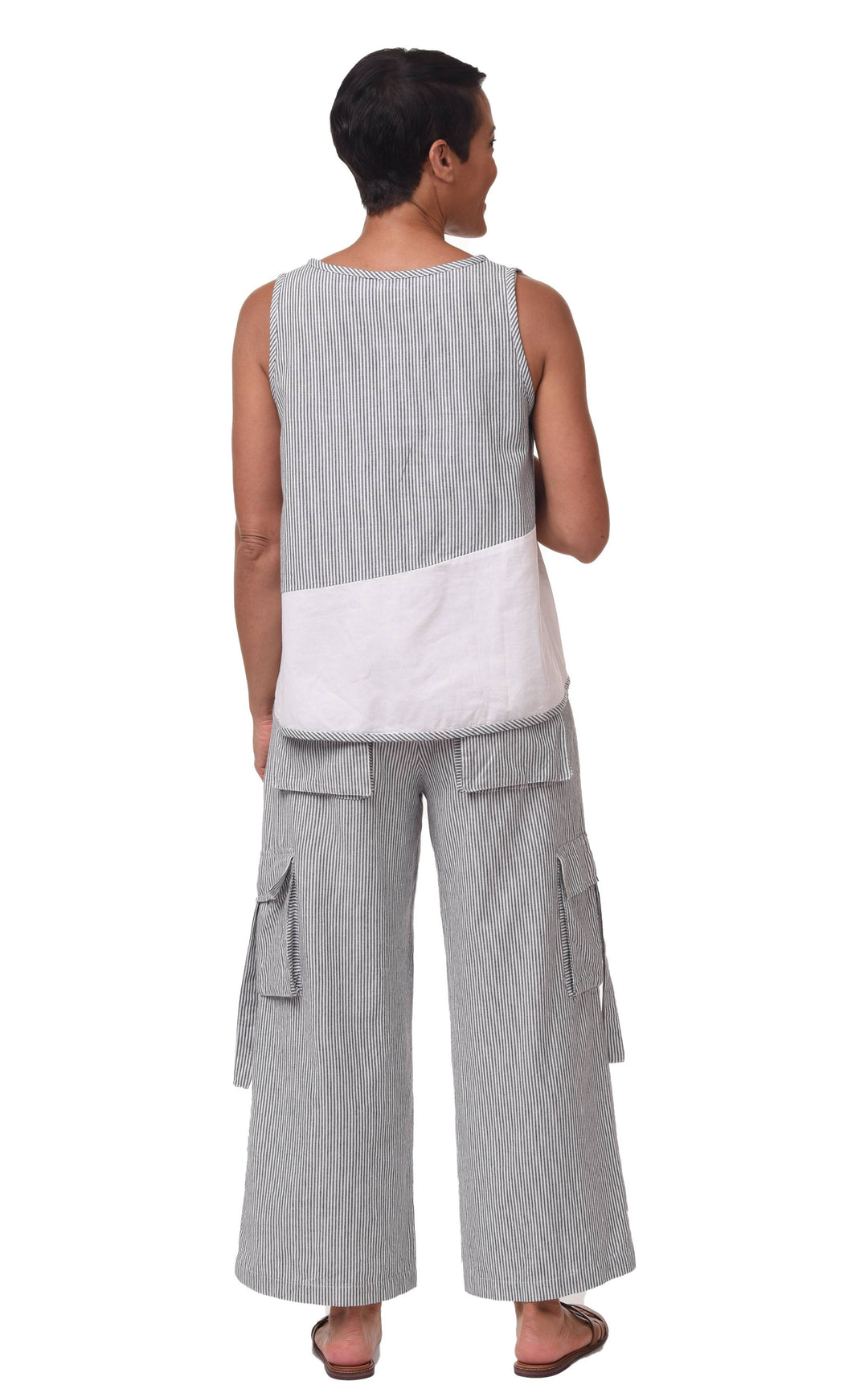 Tulip Clothing - CV1086 Calista Cargo Pant in Ticking Stripe*: XL