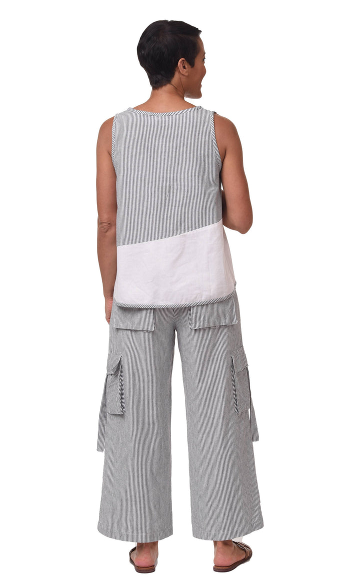 Tulip Clothing - CV1086 Calista Cargo Pant in Ticking Stripe*: L