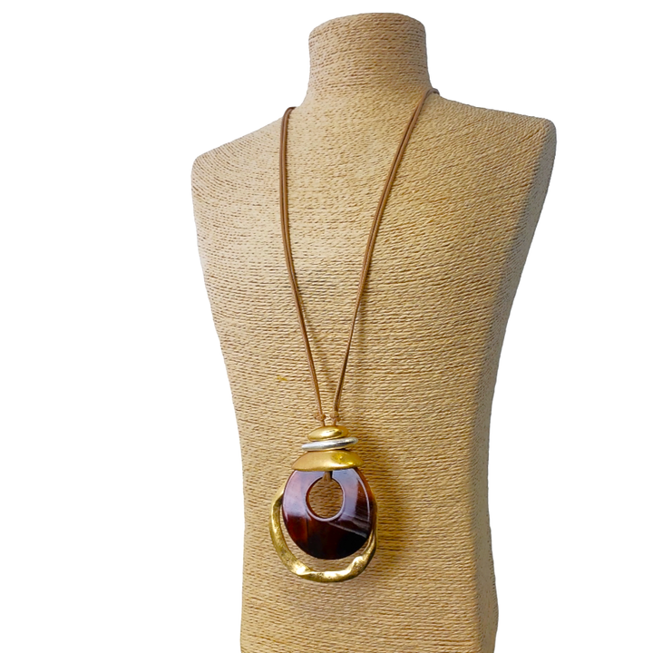 Bijoux Envie Statement Jewelry - Chunky Boho Western Tortoise Pendant Necklace | Coastal
