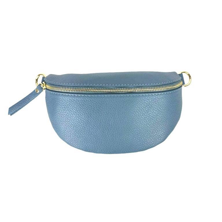 Italian Leather Waist Bag with Zipper: Mustard