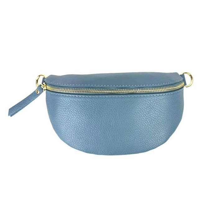 Italian Leather Waist Bag with Zipper: Red