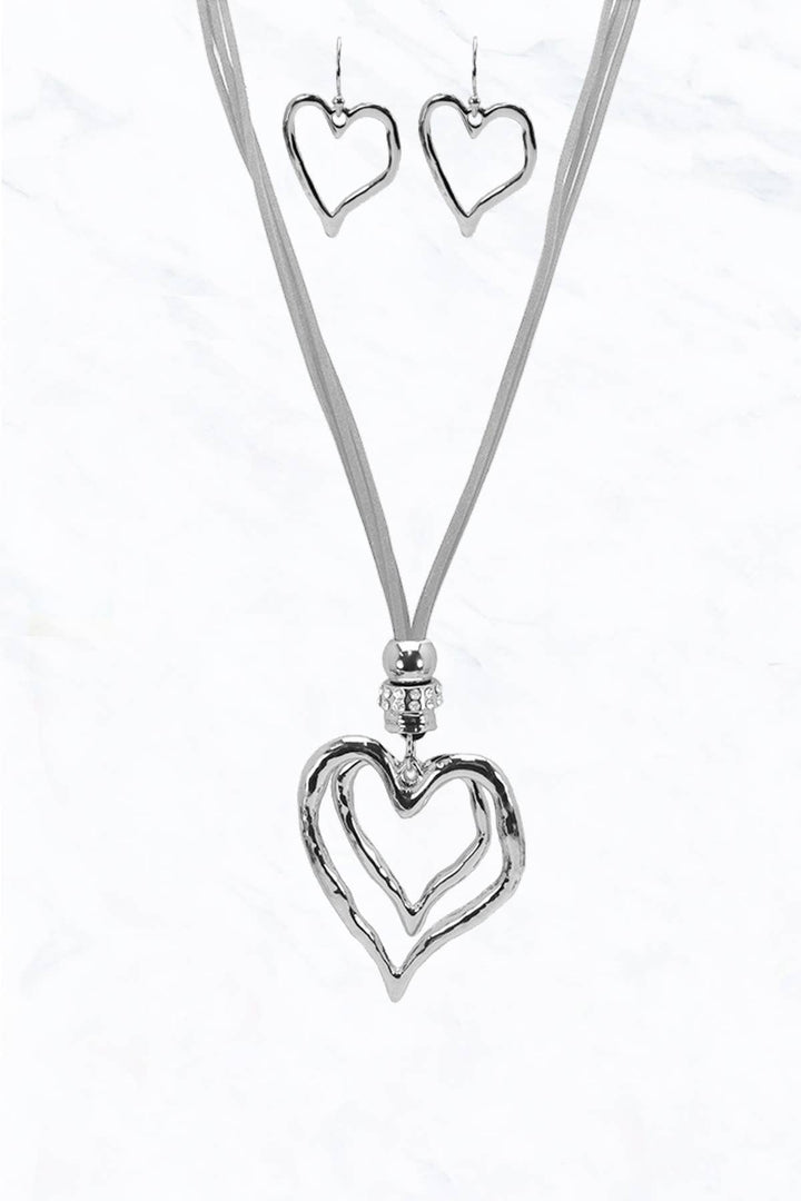 Heart Necklace Black Silver