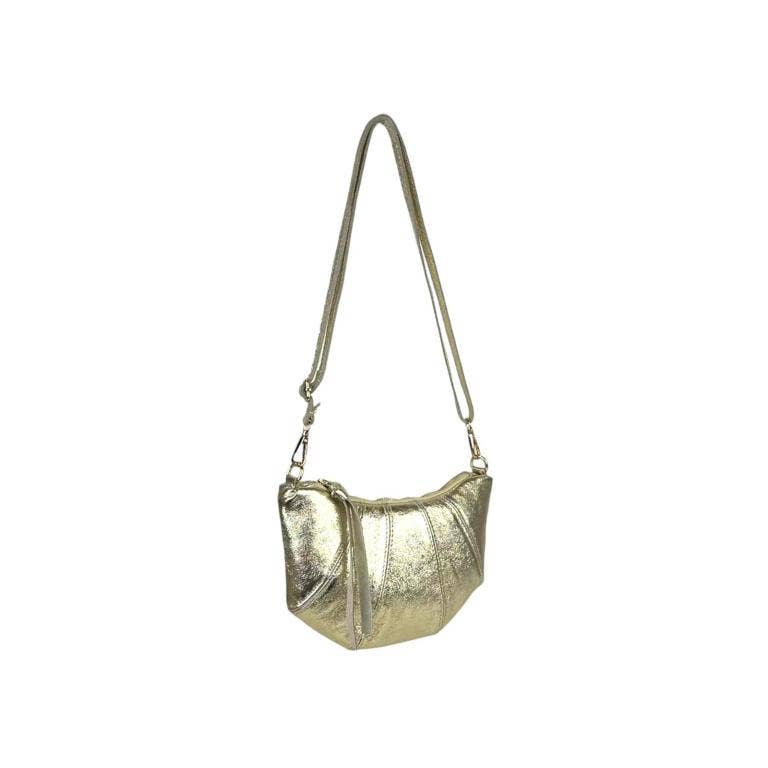 Leather Shoulder Bag with Half Moon and Shiny Design B2B: Bronze