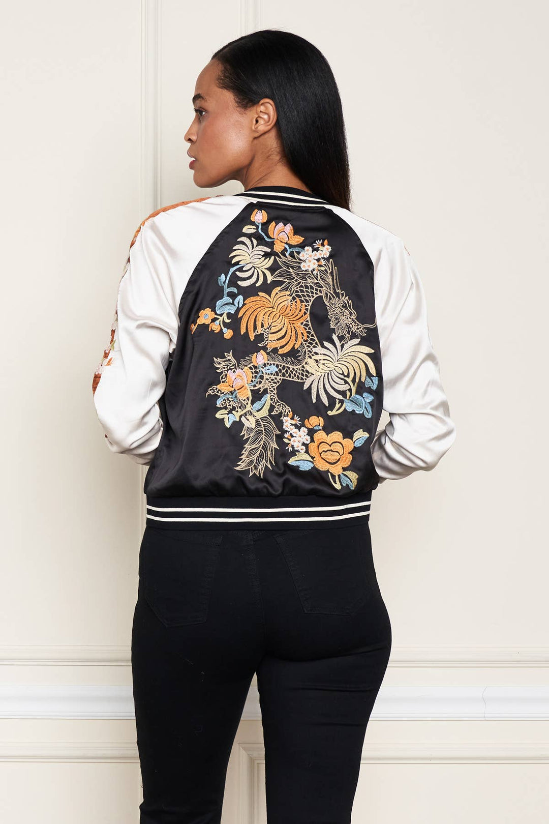 Reversible Satin Rust Jkt: Black/ L