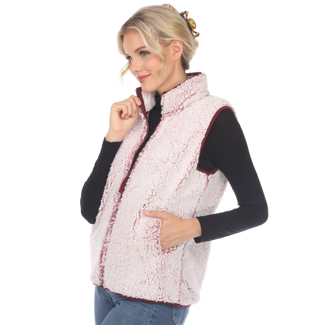 Zip up sherpa vest: Black / XL