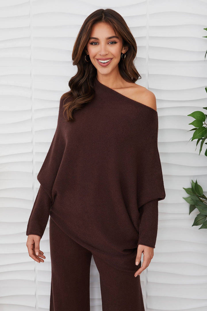 ASYMMETRICAL SWEATER TERRA COTTA: M/L