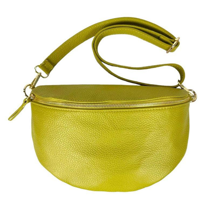 Large Italian Leather Waist Bag : Black