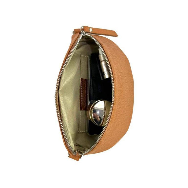 Italian Leather Waist Bag with Zipper: Red