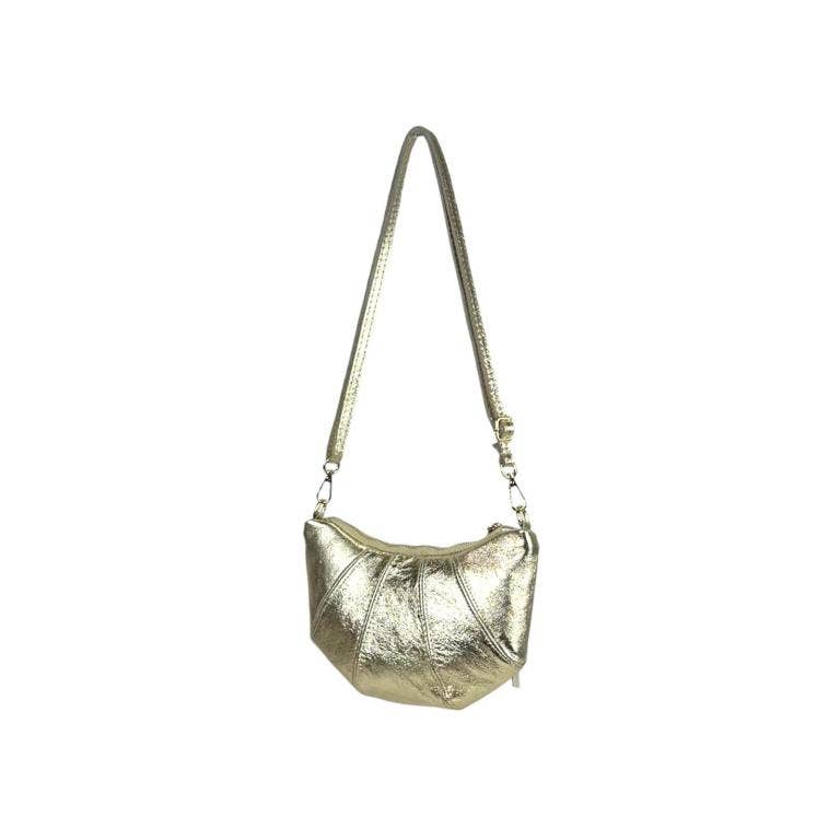 Leather Shoulder Bag with Half Moon and Shiny Design B2B: Bronze