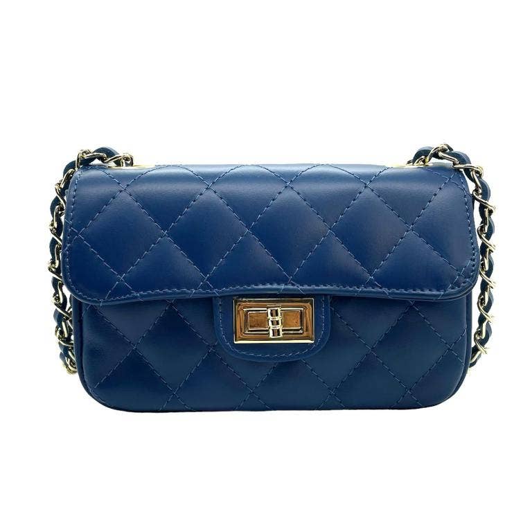 Italian leather Bag: Navy blue