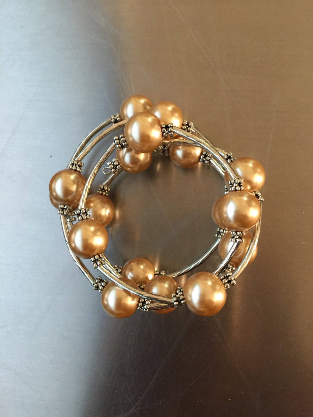 Sea Lily - 100Ch- Champagne Shell Pearl Wrap Bracelet