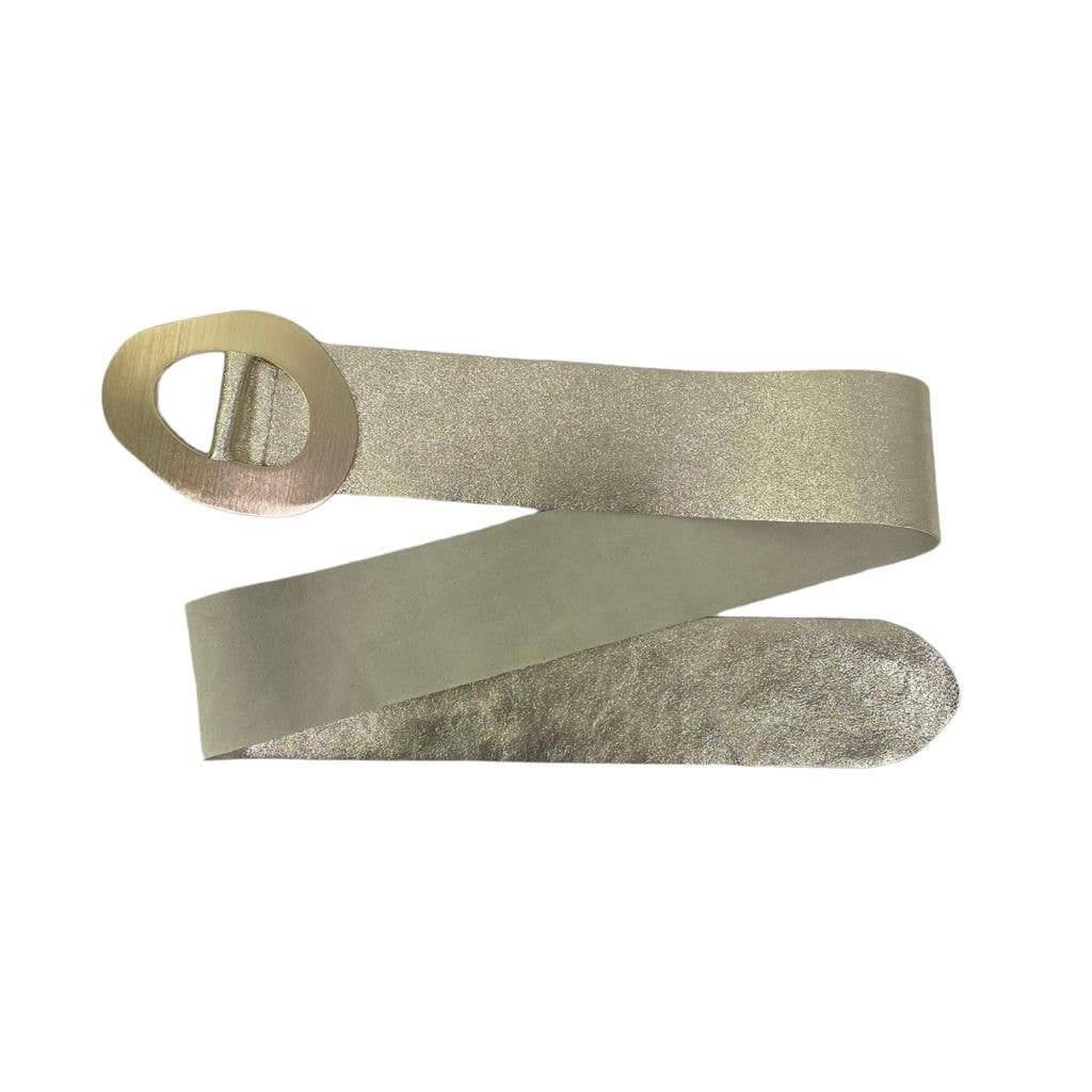 Metallic Leather Suede Belt buckle: Gold